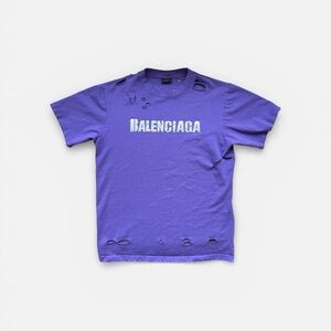 Balenciaga Distressed Purple Tee
